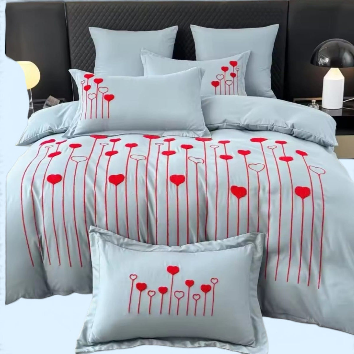 Parure de lit brodée 6 pièces 100% coton