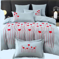 Parure de lit brodée 6 pièces 100% coton