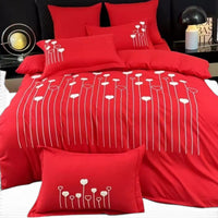 Parure de lit brodée 6 pièces 100% coton