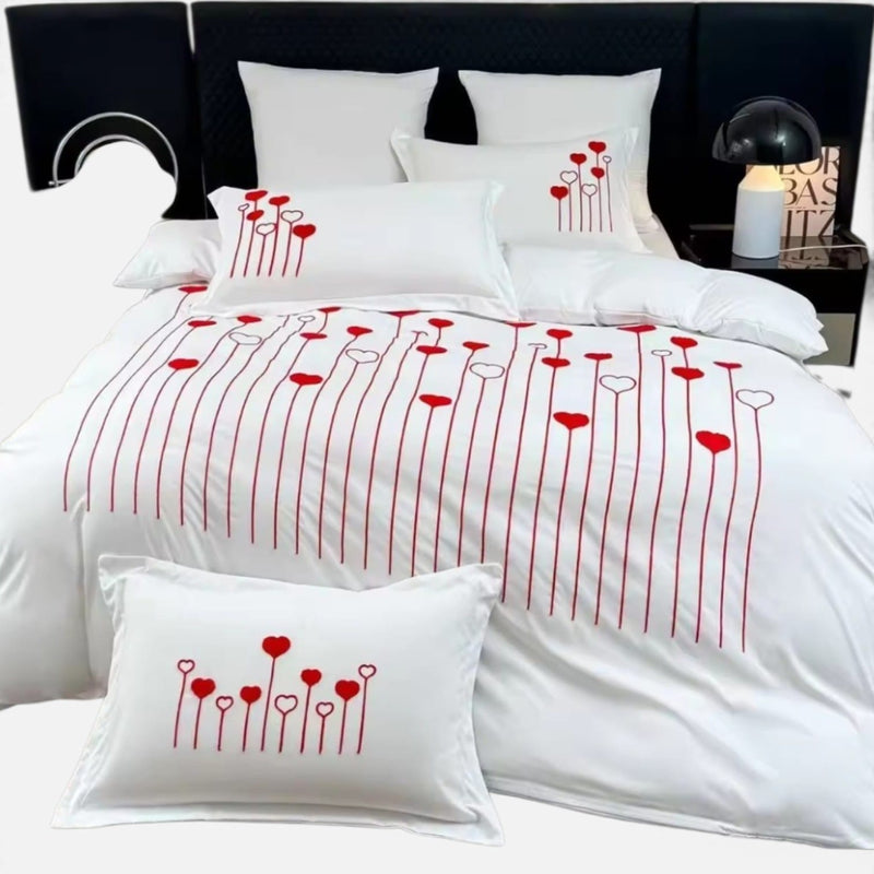 Parure de lit brodée 6 pièces 100% coton